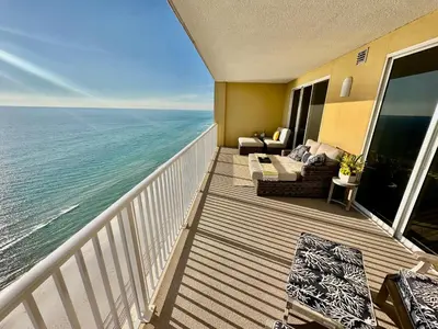 a balcony with a view of the ocean at Tropic Winds 2001 in Panama City Beach