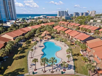 an aerial view of a resort with a swimming pool at Gulf Highlands #222 in Panama City Beach
