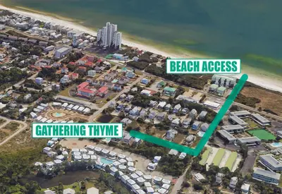 a map of beach access and gathering hive at Gathering Thyme in Santa Rosa Beach