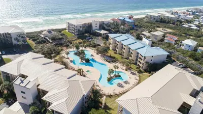 an aerial view of the pool at the resort at South Shore 30A by AvantStay Gulf View Pool Bonfires in Rosemary Beach