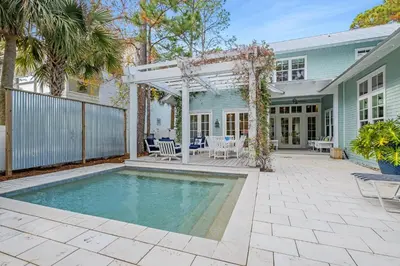a swimming pool in the backyard of a house at Chalet by the Sea in Santa Rosa Beach