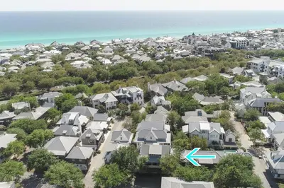 an aerial view of a residential neighborhood with houses at PTO Carriage House in Rosemary Beach