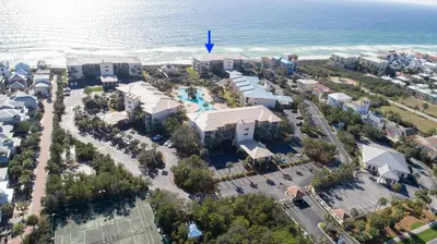 an aerial view of a resort near the ocean at High Pointe 32W in Rosemary Beach