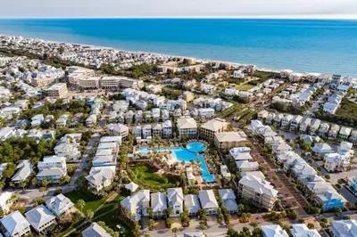 an aerial view of the resort and the ocean at Flip Flop Dreams in Seacrest