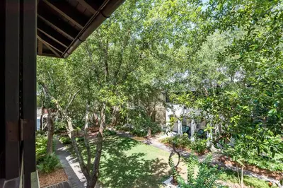 an overhead view of a yard with trees at Uncorked Cottage in Rosemary Beach