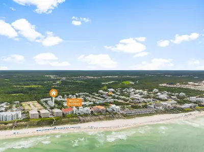 an aerial view of a resort on the beach at Casa de Tortugas - a spacious townhome with 30a private beach access in Seacrest