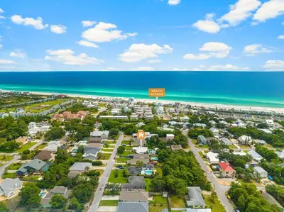an aerial view of a town next to the beach at Making Memories in Panama City Beach