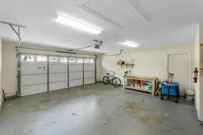 an empty garage with two bikes parked in it at Making Memories in Panama City Beach