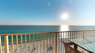 a view of the ocean from the balcony of a condo at Tidewater 1003 in Panama City Beach