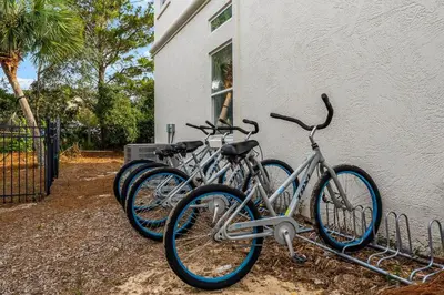 a group of bikes parked next to a building at Coastal Vue in Seacrest