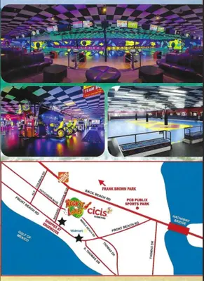 a collage of three pictures of a bowling alley at Our Happy Place! Seasonal Beach SRV! Pool & Gulf Views! in Panama City Beach
