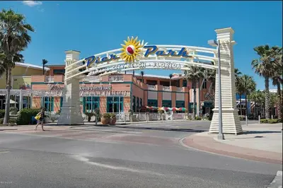 a large sign for a hotel on a city street at 609 Aqua in Panama City Beach