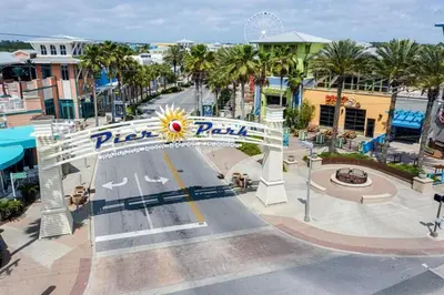 a town with a park with a roller park at Calypso 202E Paradise at Calypso 4 chairs daily Gulf Front in Panama City Beach