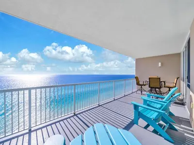 a balcony with a view of the ocean at Palazzo 1406 by Emerald Coast Retreats in Panama City Beach
