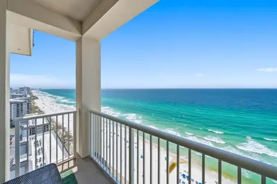 a balcony with a view of the ocean at Grand Panama 2009 in Panama City Beach