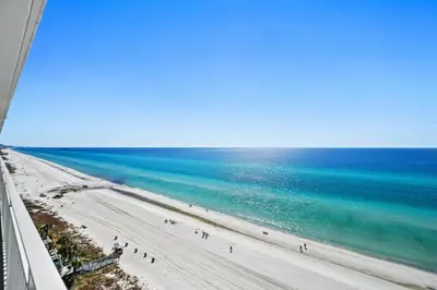 a view of the beach from the top of a building at Splash 903W in Panama City Beach