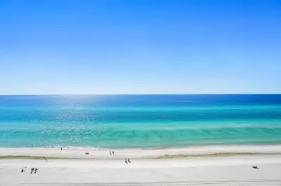 a group of people on a beach with the ocean at Splash 903W in Panama City Beach