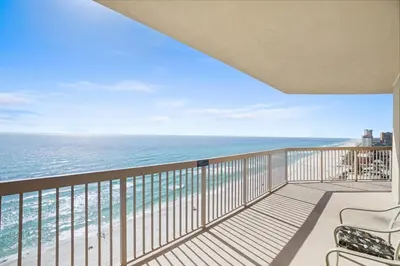 a balcony with a view of the ocean at Sunrise 1611 in Panama City Beach