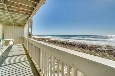 a balcony with a view of the beach at Ramsgate 22 Premium Quality One level Fully Renovated in Panama City Beach
