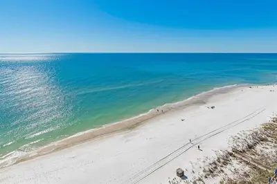 an overhead view of a beach with the ocean at Celadon Beach 2107 in Panama City Beach
