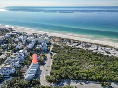 an aerial view of a resort on the beach at Palm Sounds in Inlet Beach
