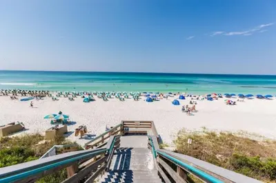 a view of a beach with a lot of people at NEW Pool 4 BDR Golf Cart in Inlet Beach