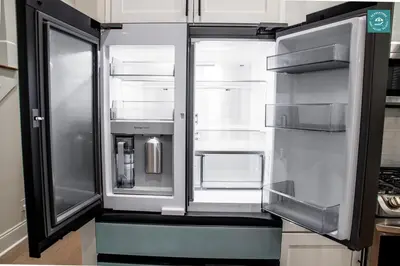 an empty refrigerator with its door open in a kitchen at R3 at Inlet Beach with Pool Access and EV Connector - Walk to Beach in Inlet Beach