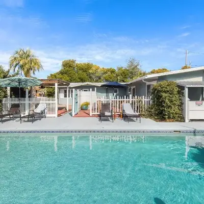 Shells Family Beach House Coastal Retreat with Private Pool Golf Cart & Steps to the Beach