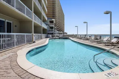 a large swimming pool in an apartment building at 1004 Seychelles in Panama City Beach