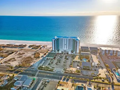 an aerial view of a hotel next to the ocean at Watercrest 1405 - Crystal-Gulf Overlook - Sleeps 8 in Panama City Beach