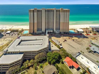 an overhead view of a large building next to the beach at Tidewater 2405 - Tidewater Peak Sleeps 6 - 2Br 2Ba in Panama City Beach