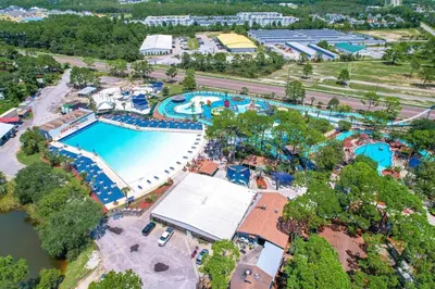 an overhead view of a pool at a resort at Sterling Reef 503 - Pierview Oasis - Sleeps 6 in Panama City Beach