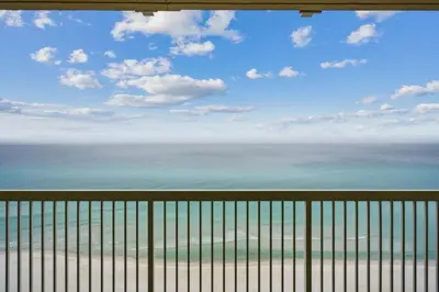a view of the beach from a balcony at Celadon 1506 Beachfront 1 BR 2 BA sleeps 6 in Panama City Beach