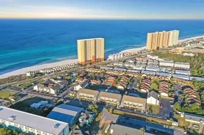 an aerial view of a resort next to the ocean at Endless Summer by Panhandle Getaways in Panama City Beach