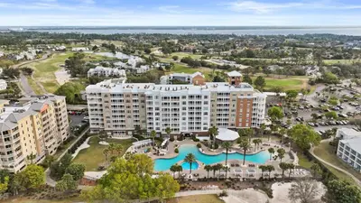 an aerial view of a resort with a pool at Reflections by Panhandle Getaways in Panama City Beach