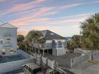an aerial view of a house and the ocean at A Winterpast by the Sea - Gulf Front with Private Pool in Santa Rosa Beach