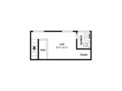 a floor plan of a small apartment with a room at Sunswept Condominium #210 in Panama City Beach