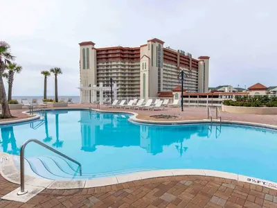 a large swimming pool in front of a hotel at Laketown Wharf #913 in Panama City Beach
