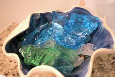 a bowl filled with crystals on a table at Aqua 1502 in Panama City Beach