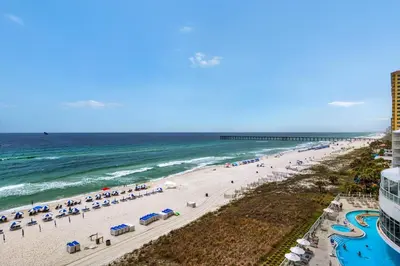 a view of a beach with people and the ocean at Aqua 0610 in Panama City Beach