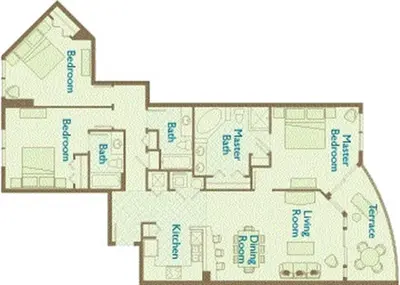 a floor plan of a house at Aqua 1009 in Panama City Beach