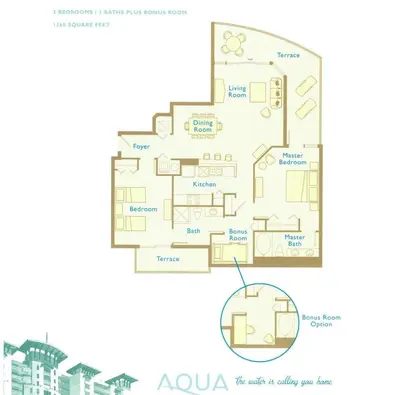 a floor plan of a condo at aahuonga at Aqua 0611 in Panama City Beach