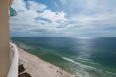 a view of a beach with people on it at Aqua 2110 in Panama City Beach