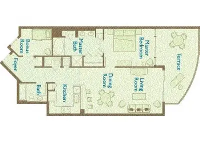 a drawing of a floor plan of a house at Aqua 1908 in Panama City Beach