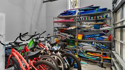 a group of bikes parked in a room at The Cake Cottage in Santa Rosa Beach