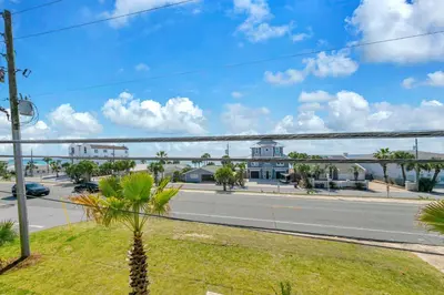 a view of a street with a building at Golden Seashell East in Panama City Beach