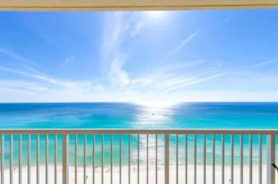 a view of the ocean from a balcony at Majestic Beach Towers 2-1801 in Panama City Beach