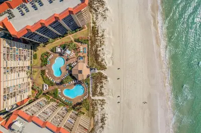 an overhead view of a beach and the ocean at East-End PCB Condo with Gulf Views & Beach Access in Panama City Beach