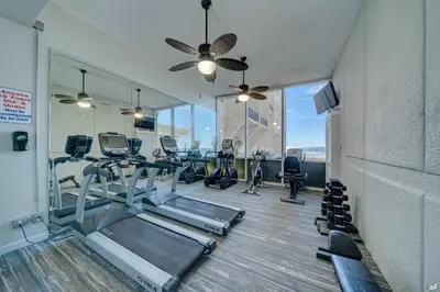 a gym with treadmills and elliptical machines at Pinnacle Port B3-706 in Panama City Beach