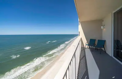 a view of the ocean from a balcony of a condo at Stunning Beach front condo in Panama City Beach